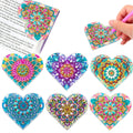 Six handmade PU leather bookmarks with stick-on crystals and flower decoration in modern simplicity style