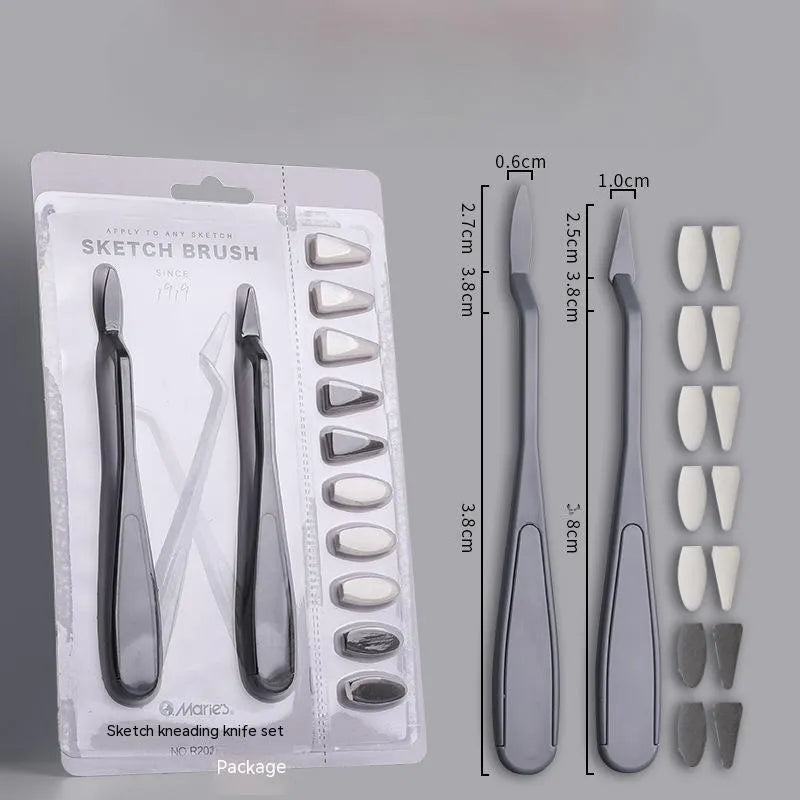 Plastic fluorescent pen eraser tool with a pointed smear tip for art corrections.