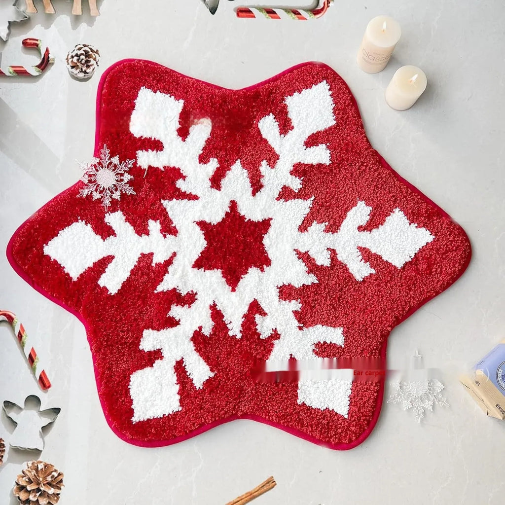 Christmas polyester carpet round pad in square festive rug design
