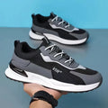 Men's colour block mesh lace-up sneakers with injection-moulded soles in black, grey or white