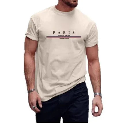 Men's loose fit short-sleeved T-shirt with a printed letter design, made from pure cotton.