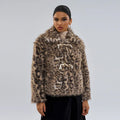 Women's leopard print coat with buckle lapel detailing in street fashion style