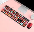 Wireless keyboard and mouse set in vibrant yellow mixed colour with backlight illumination