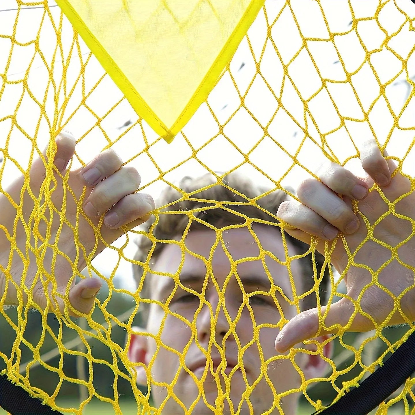 Portable soccer training goal net measuring 6ft by 4ft in polyethylene material