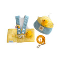 Three-piece pet harness set with colourful hat and wire rope leash for cats and small dogs