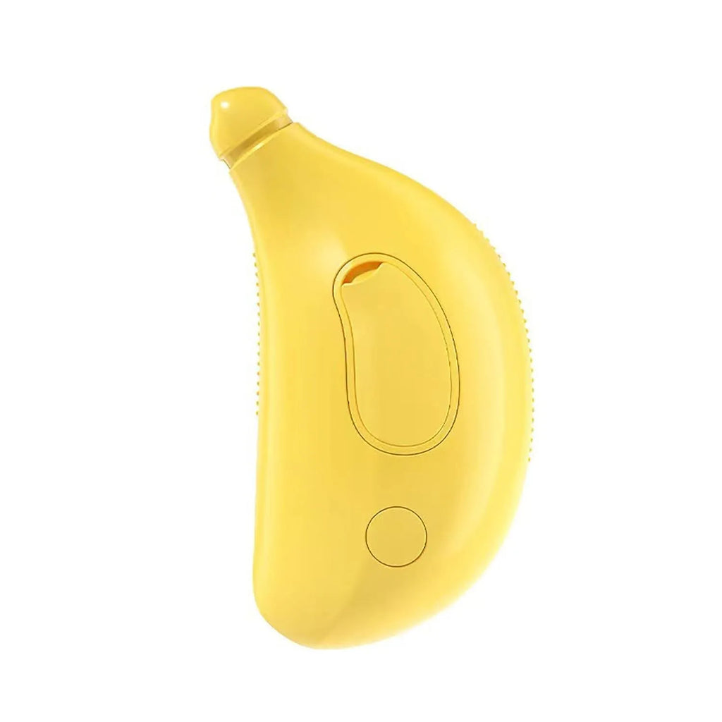 Green rechargeable cat steam brush with silicone teeth and massage function for pet grooming