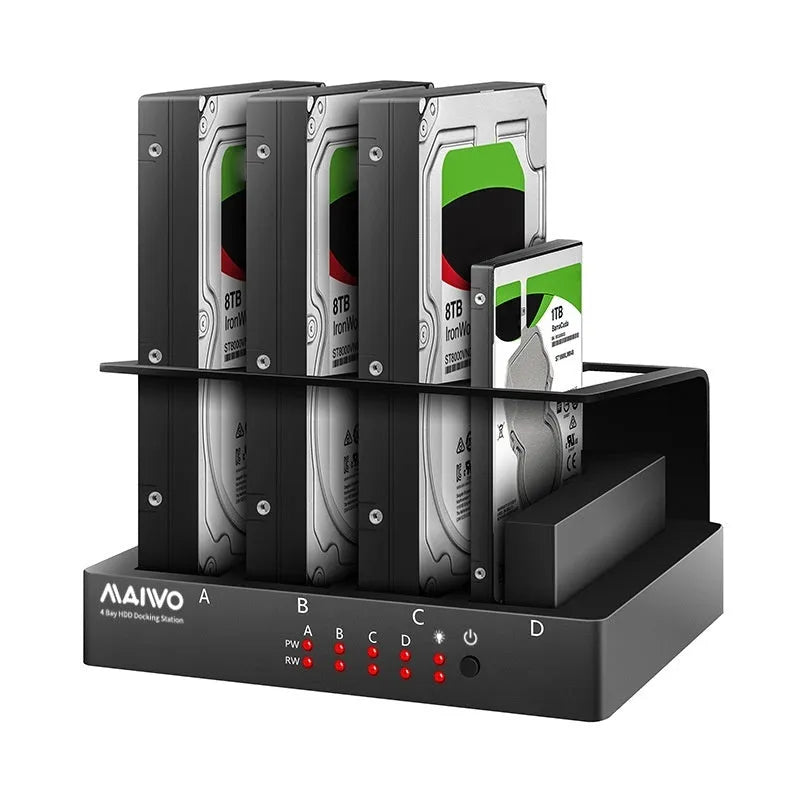 K305BU3S four-bay external hard drive docking station for 2.5-inch SATA drives with cables and accessories