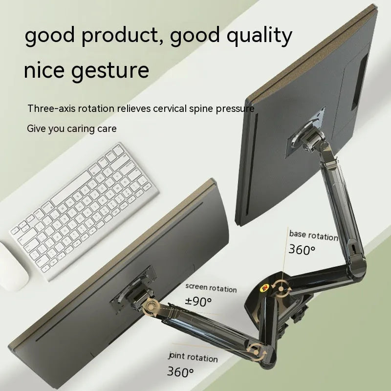 Aluminium dual screen monitor bracket with lift adjustment for VESA 75mm and 100mm mounts