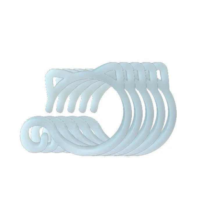 Red, yellow, green, and white cat-shaped plastic gardening clip for plant stems.
