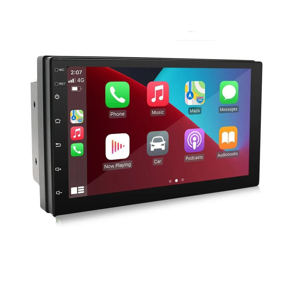 Black universal CarPlay MP5 player with 7-inch screen and GPS navigation for vehicles