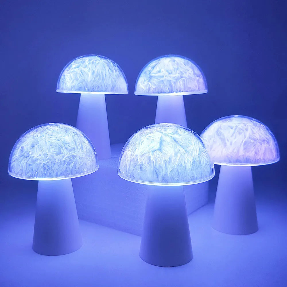 Mushroom-shaped night lamp with remote control for RGB colour changing