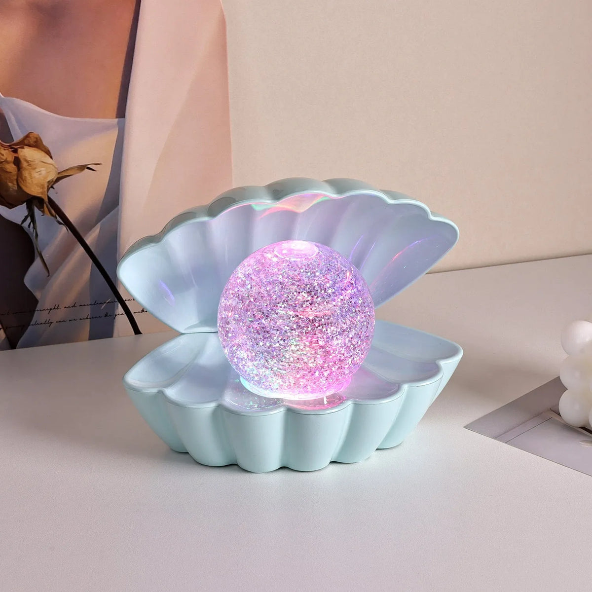 Shell-shaped neon ambience night lamp with decorative lighting effects