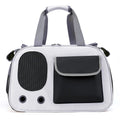 Foldable canvas pet shoulder bag shown in black, green, and yellow colour options