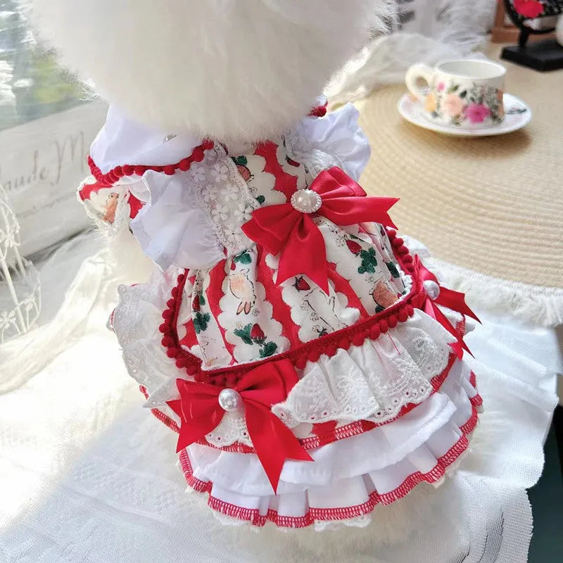 Princess style rabbit skirt pet clothing for small to medium dogs in polyester with five size options