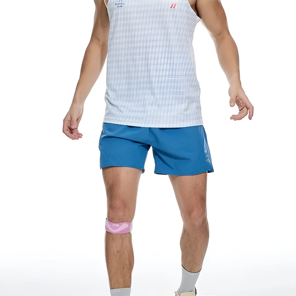 Men's black running shorts with laser-punched stitching detail on the legs.