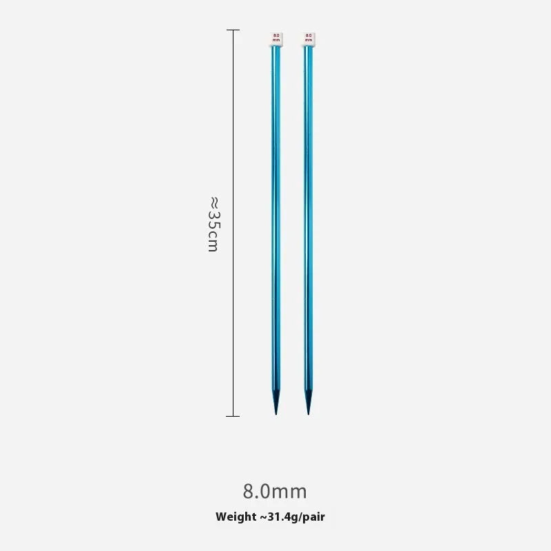 Set of lengthened double-ended crochet hooks in various sizes from 2.0mm to 10.0mm with protective end caps.
