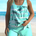 Plus size women's swimsuit with coconut tree print in polyester available sizes 1XL to 5XL