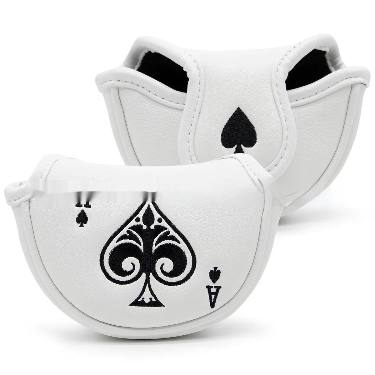 A PU golf putter sleeve in one of three colours, designed to cover a putter head and shaft.