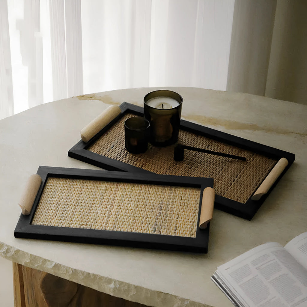 Pine wood dining tray with compartment design in small and large size options