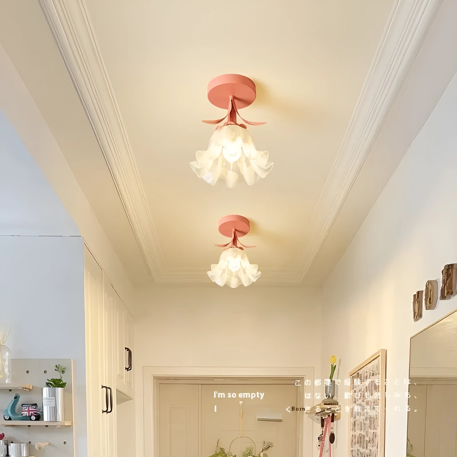 Cream coloured LED aisle light with Linglan flower pattern and modern simple design for corridor installation