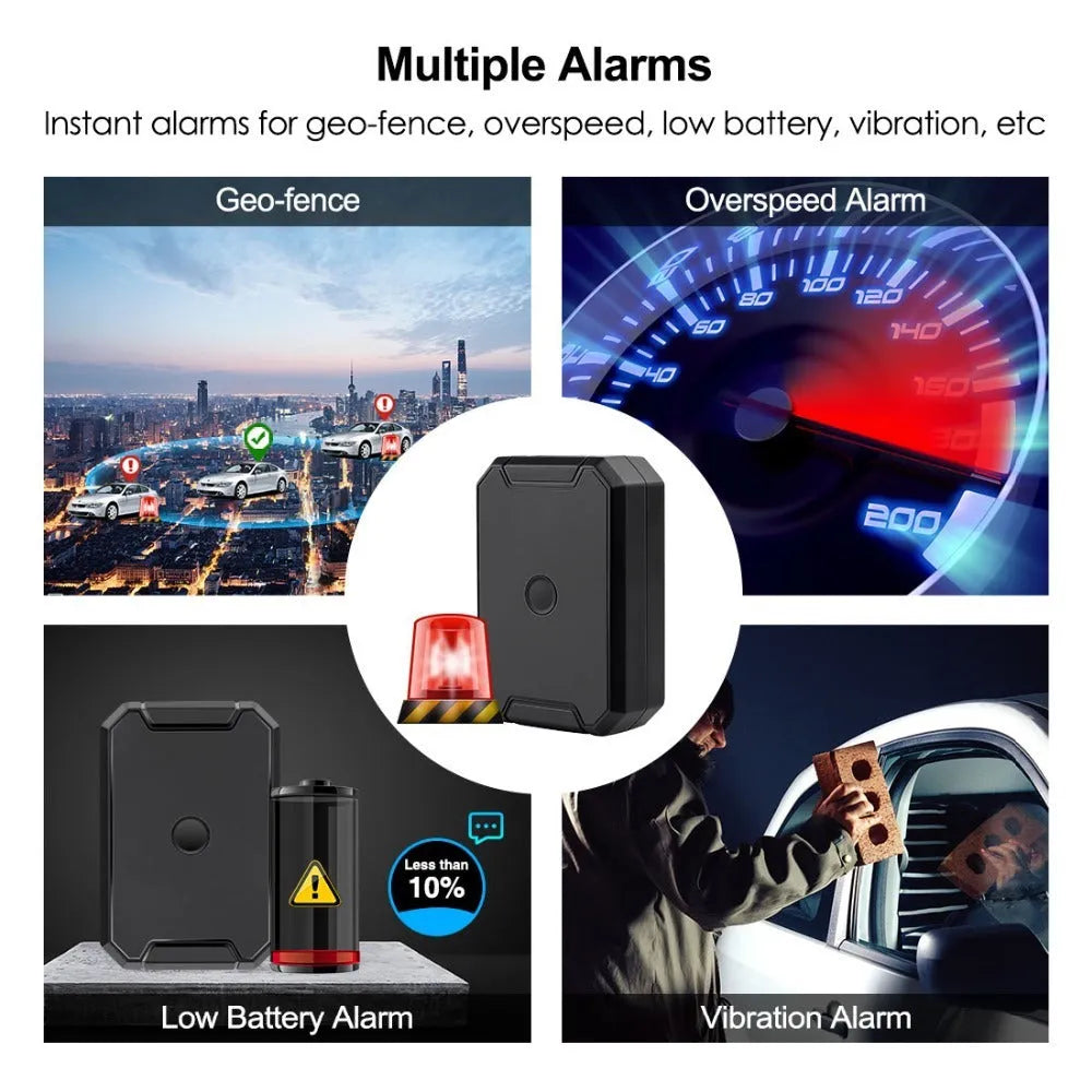 Black GPS car locator device with 6000mAh battery and ceramic antenna.