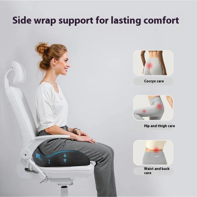 Office memory foam chair cushion in light grey colour showing rectangular shape