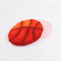 Plush cat toy with sports ball patterns featuring catnip and crinkle sounds for interactive flying disc play