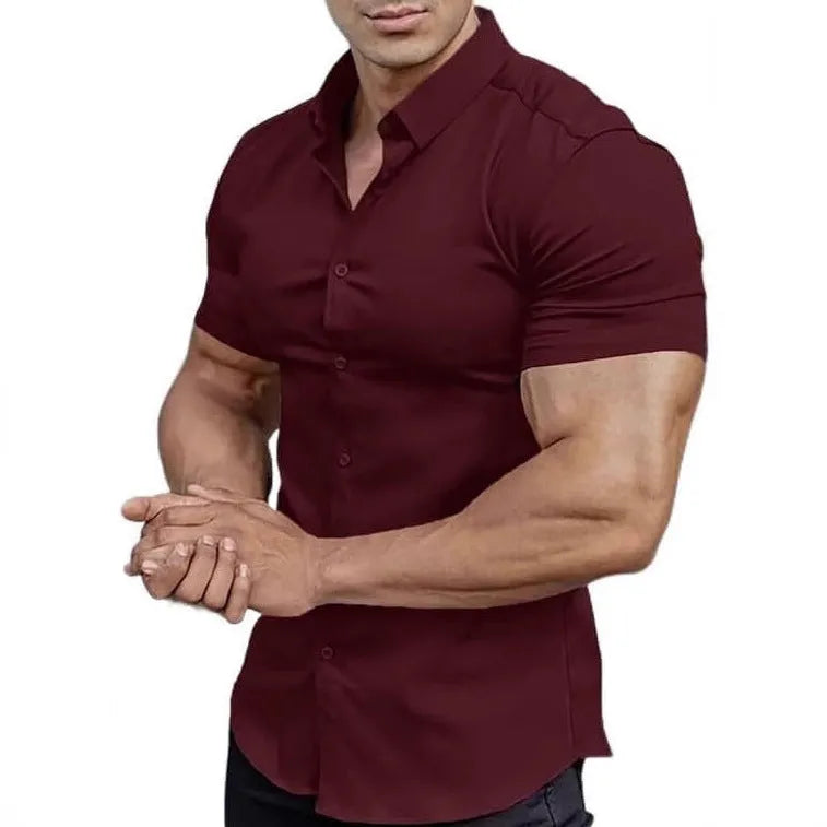 Men's casual short sleeve printed shirt with collar in multiple colour options