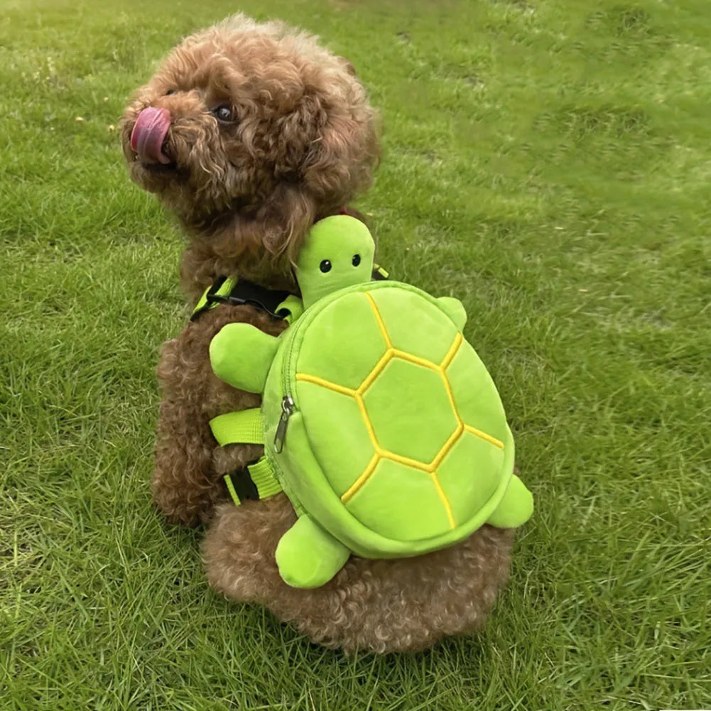 Cartoon turtle shape dog backpack harness vest in velvet material with no-pull design and self carrier function