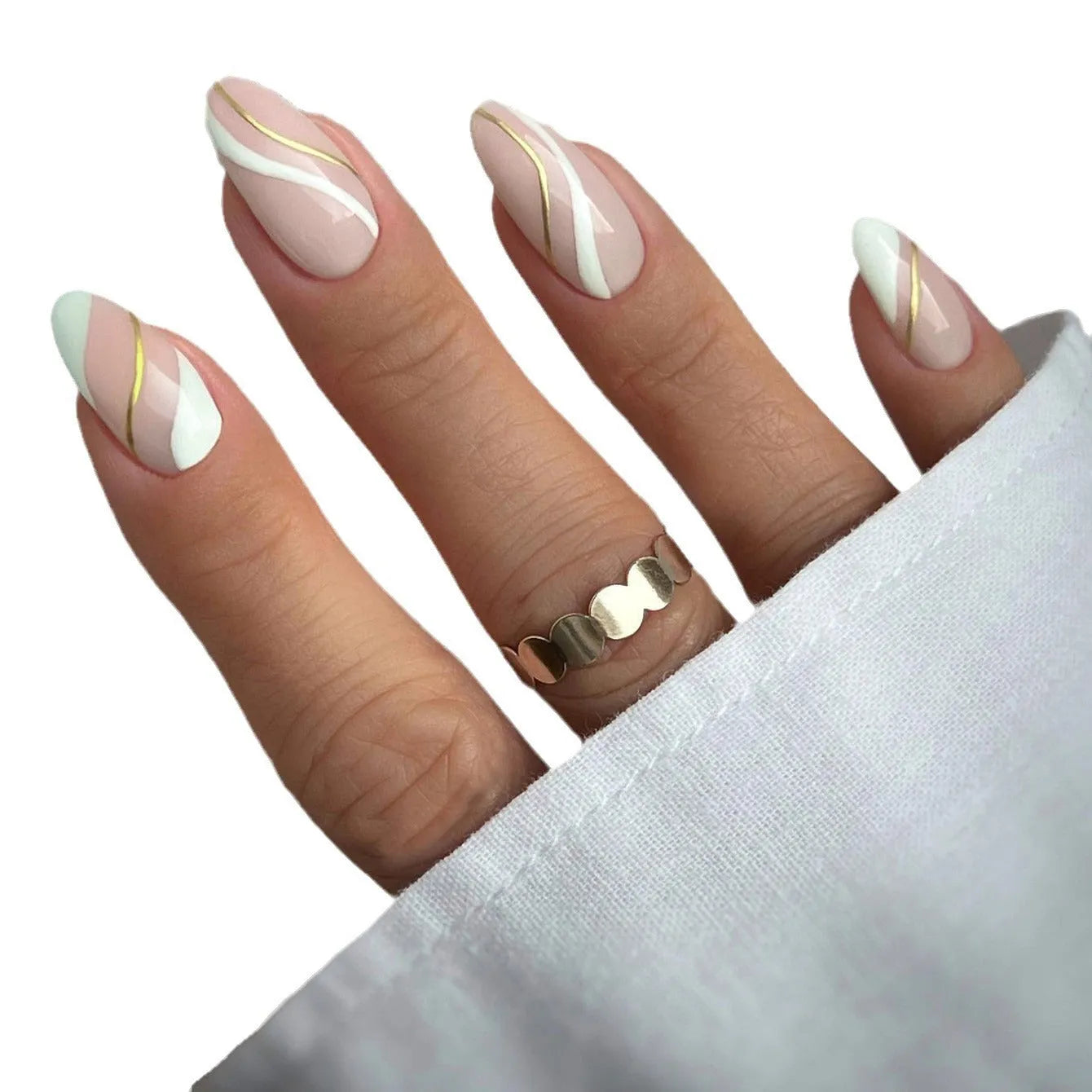 Golden Lines plaid pattern wearable nail stickers with plastic armour backing
