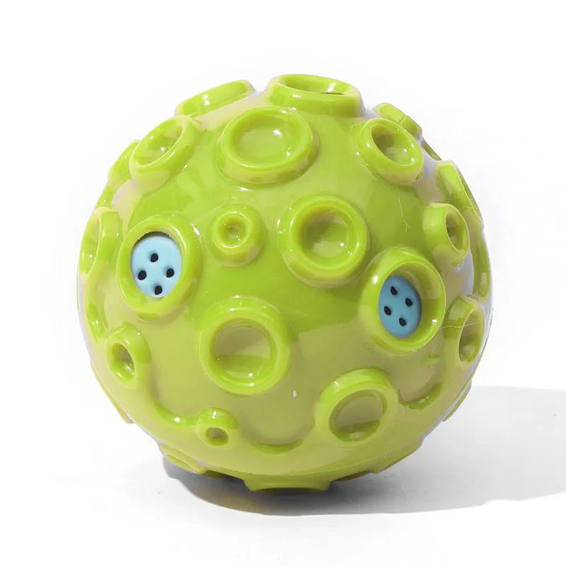 Durable rubber dog ball toy with meteorite-shaped bumps in assorted colours for aggressive chewers