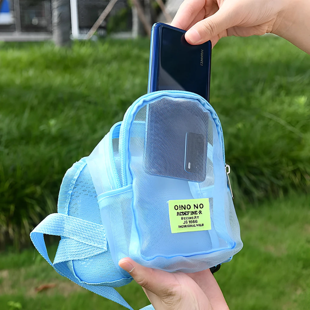 Blue portable dog backpack with breathable design for small pet transport