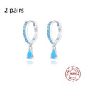 S925 sterling silver geometric water drop earrings with electroplated finish and decorative stones