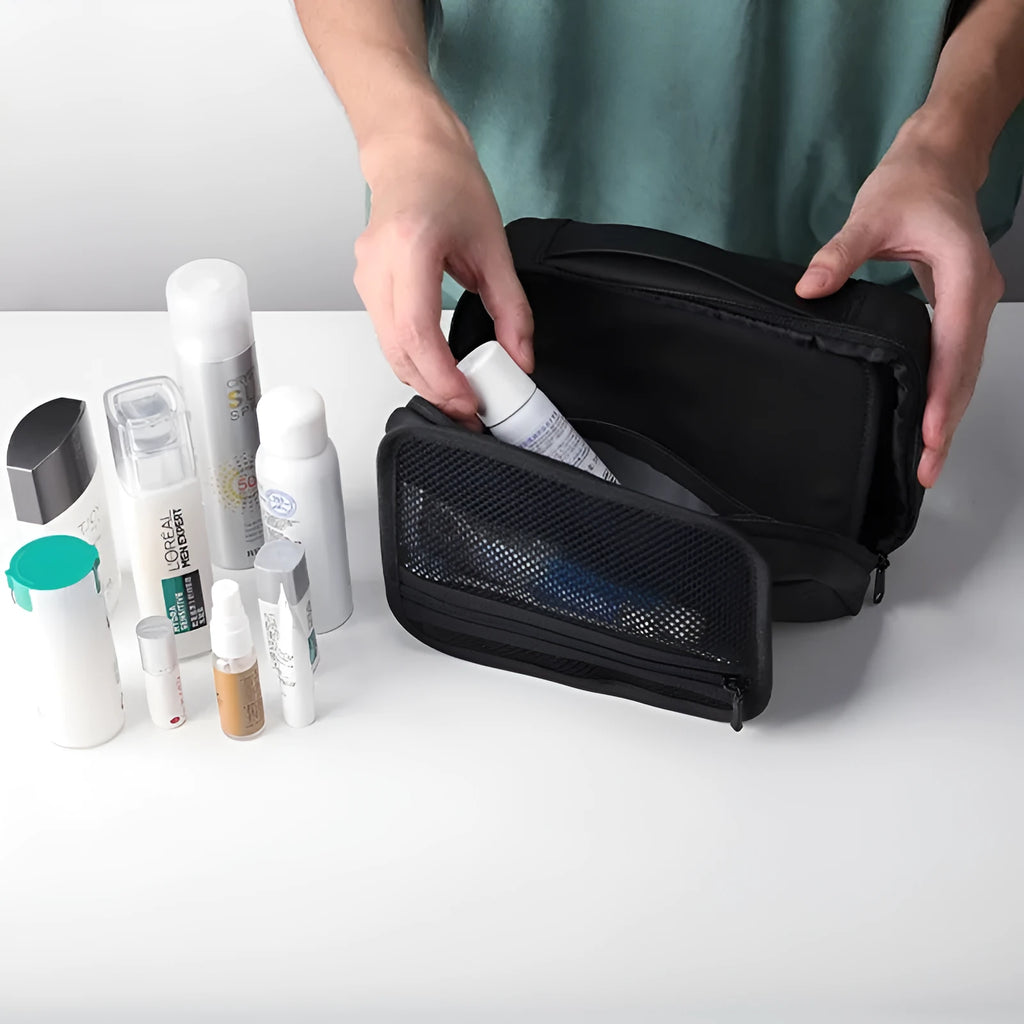 Multi functional Oxford cloth wet dry separation storage bag in solid colour for business travel toiletries