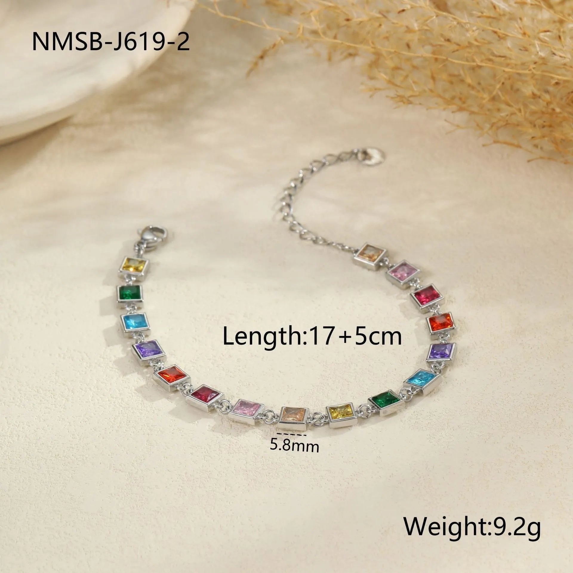 Women's geometric stainless steel bracelet in gold or silver colour with heart, circle and square designs