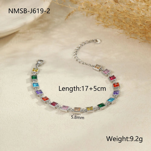 Women's geometric stainless steel bracelet in gold or silver colour with heart, circle and square designs