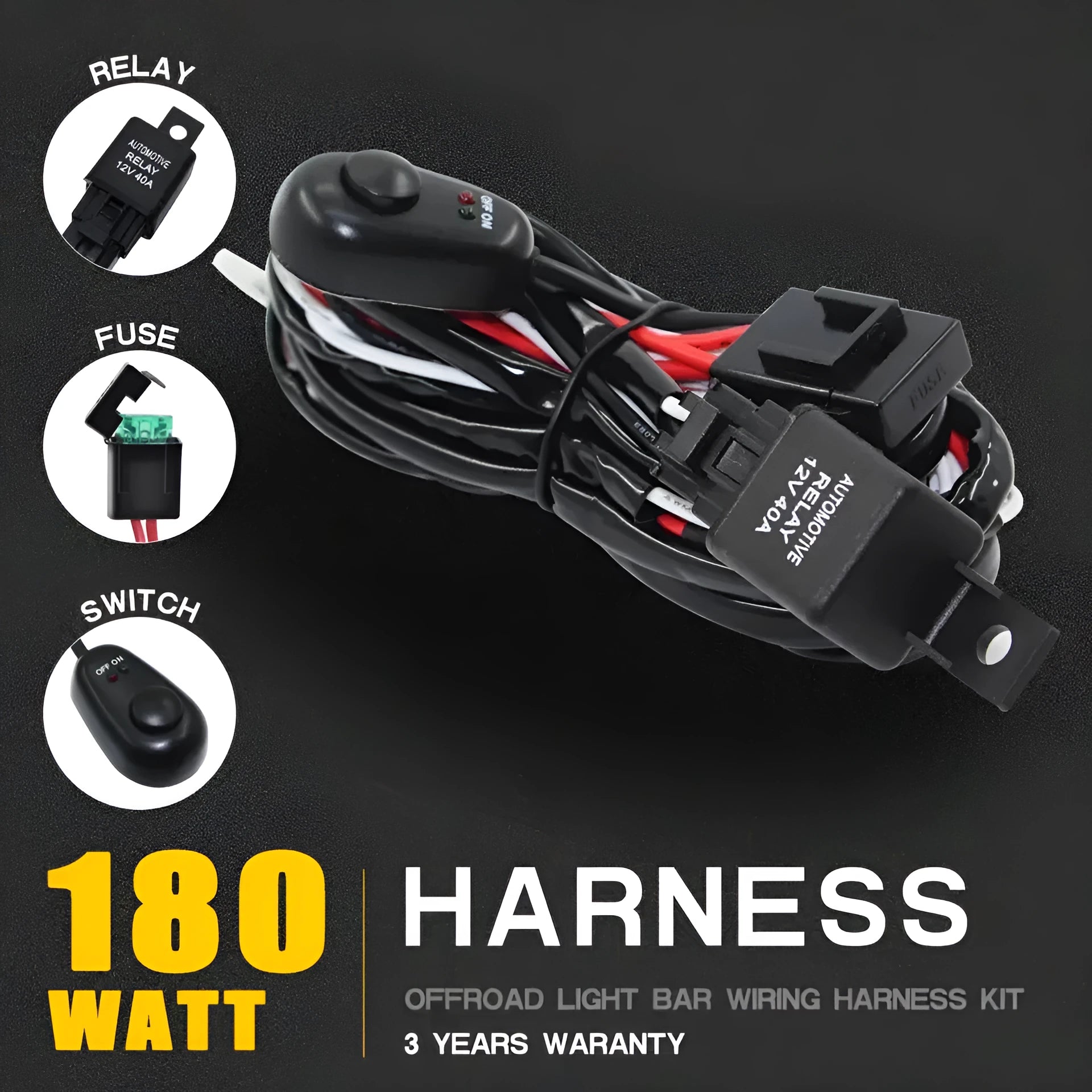2 metre silicone automotive wiring harness for LED work lights with contact parts