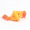 Green and yellow dog ball with knotted rope, a durable interactive toy and food dispenser for large dogs.