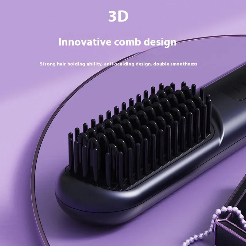 Portable negative ion hair straightening comb in white, blue, or grey colour