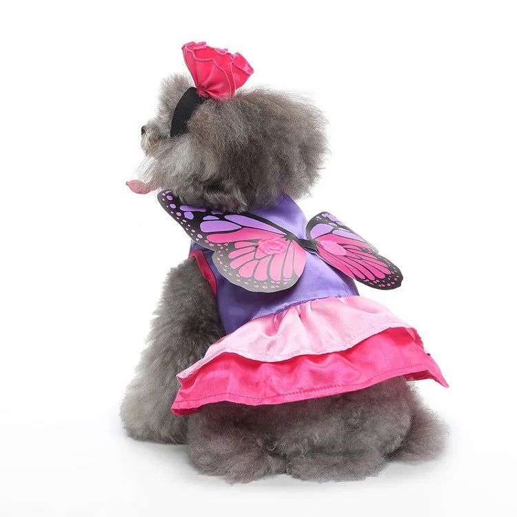 Dog butterfly wings cosplay outfit in polyester, available in sizes S M L XL and multiple colours