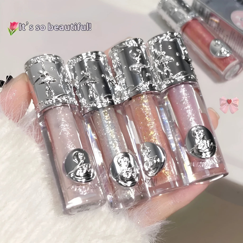 Ballet liquid eye shadow product showing five colour options including Xingman Sakura Field and Pillow Fairy Tale