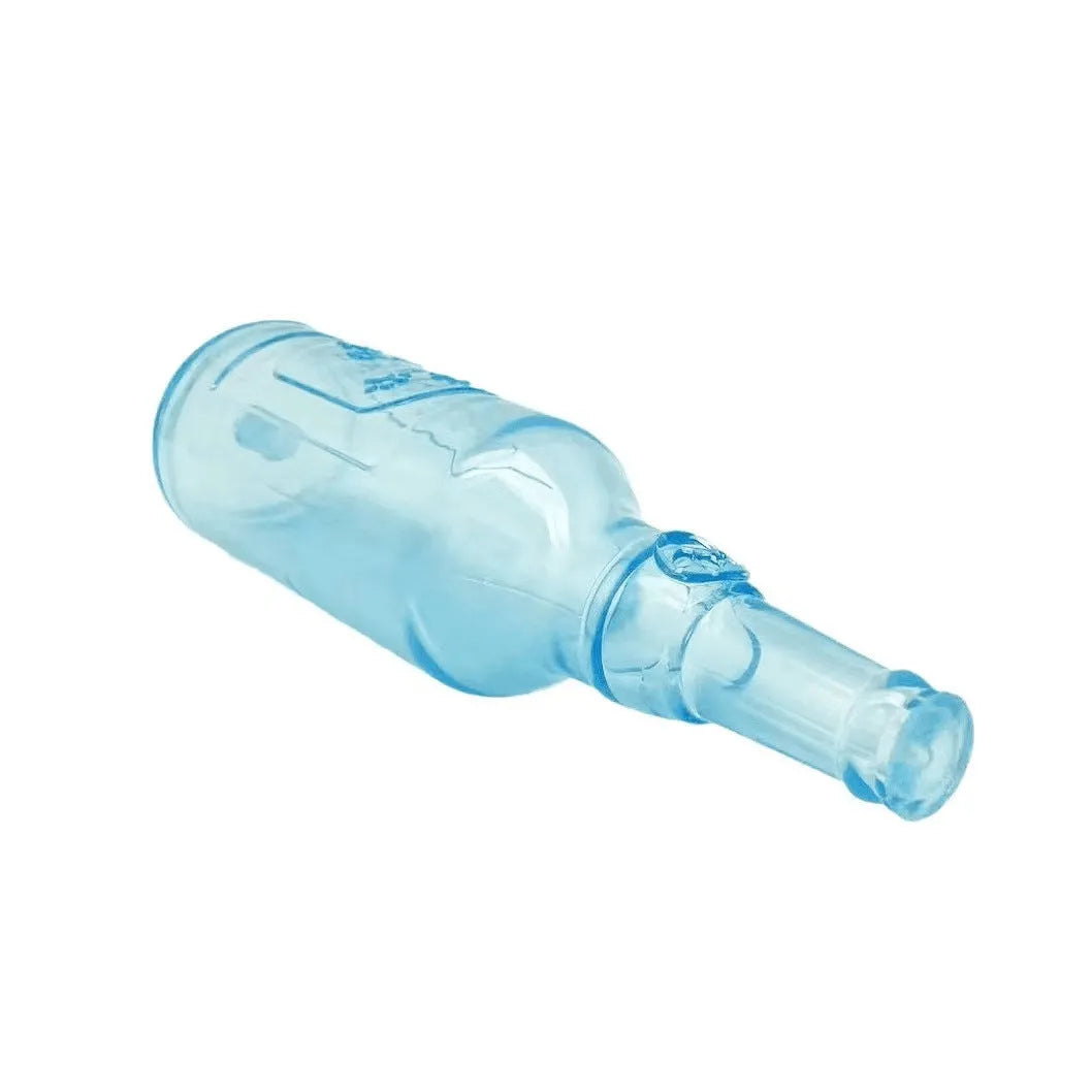 Blue natural rubber water bottle dog toy with squeaker for aggressive chewing dogs