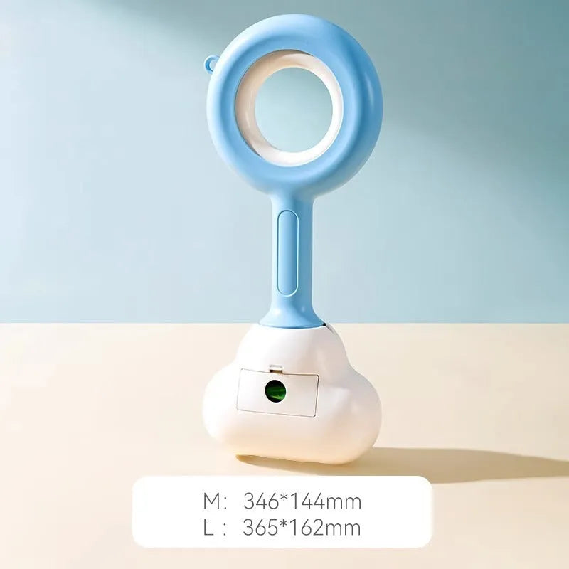 Blue ABS plastic dog pooper scooper with cloud-shaped jaw design for outdoor waste collection