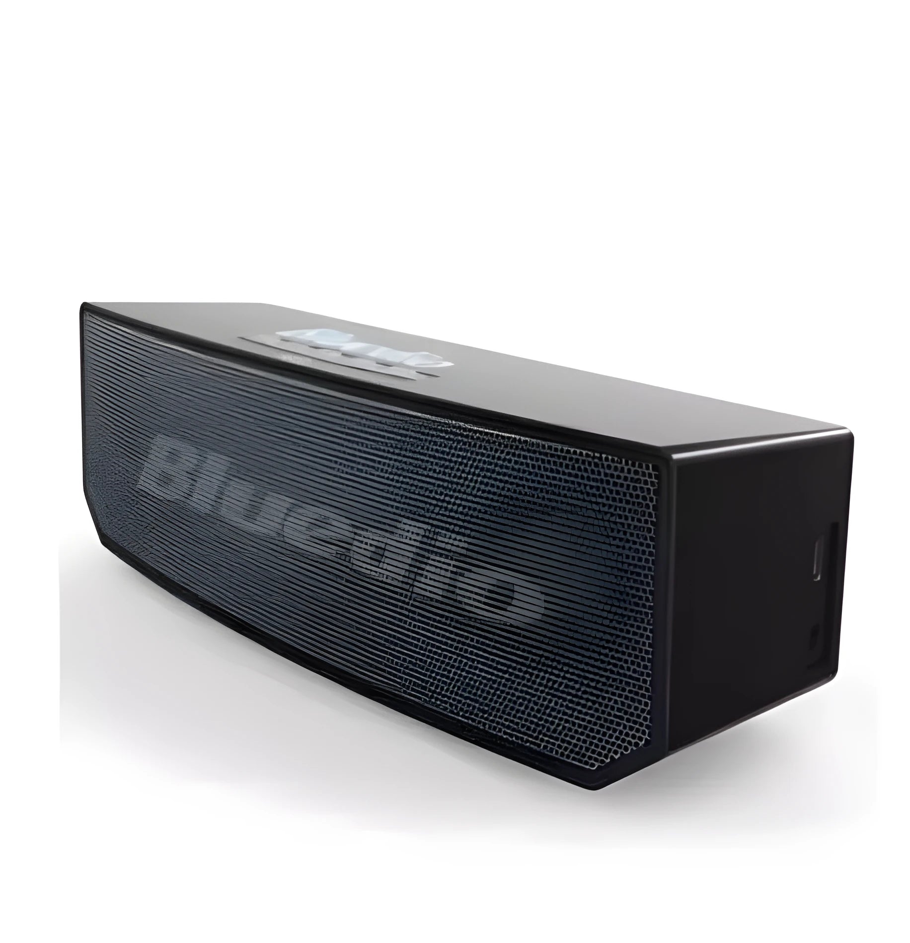 Black Bs-6 compact Bluetooth smart speaker showing front and side.