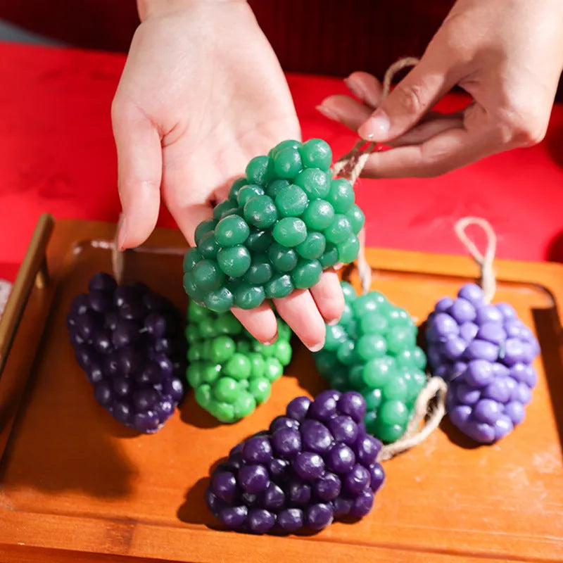 Purple and green grape handmade soap bar with grape cluster design, 80g weight
