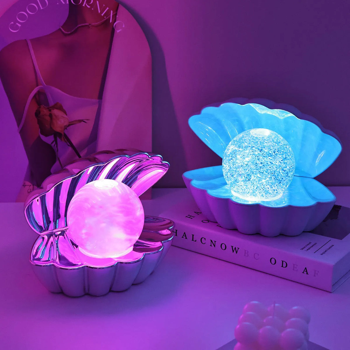 Shell-shaped neon ambience night lamp with decorative lighting effects