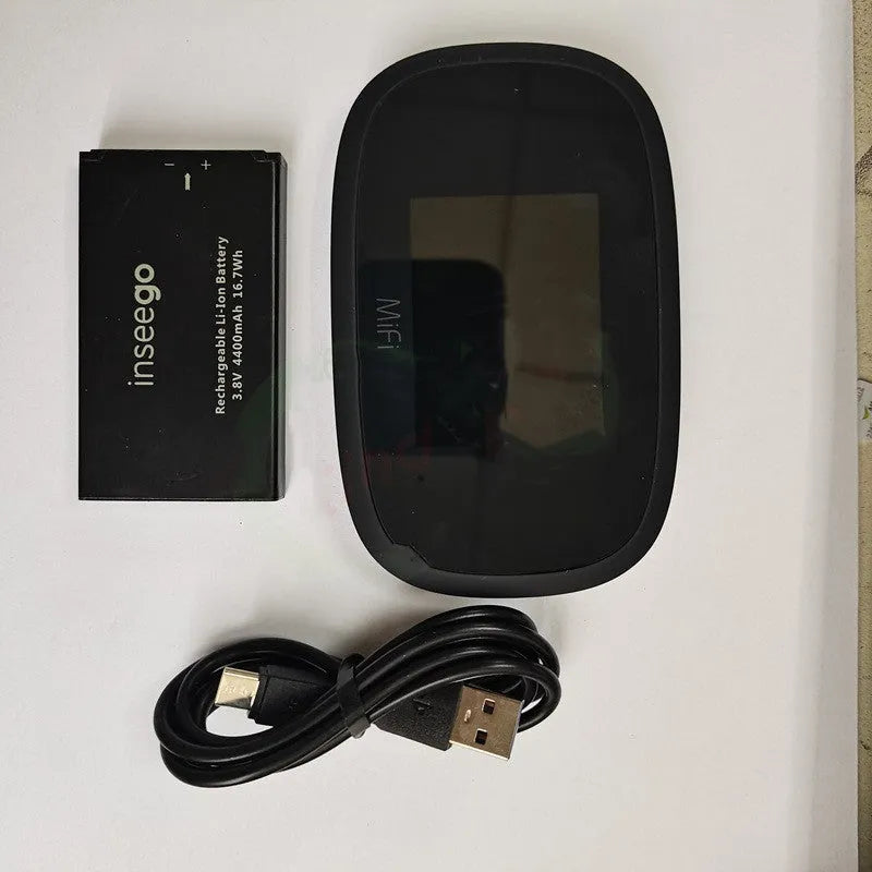 Black Mifi8000 4G portable wireless router with compact 10x20x3 cm dimensions