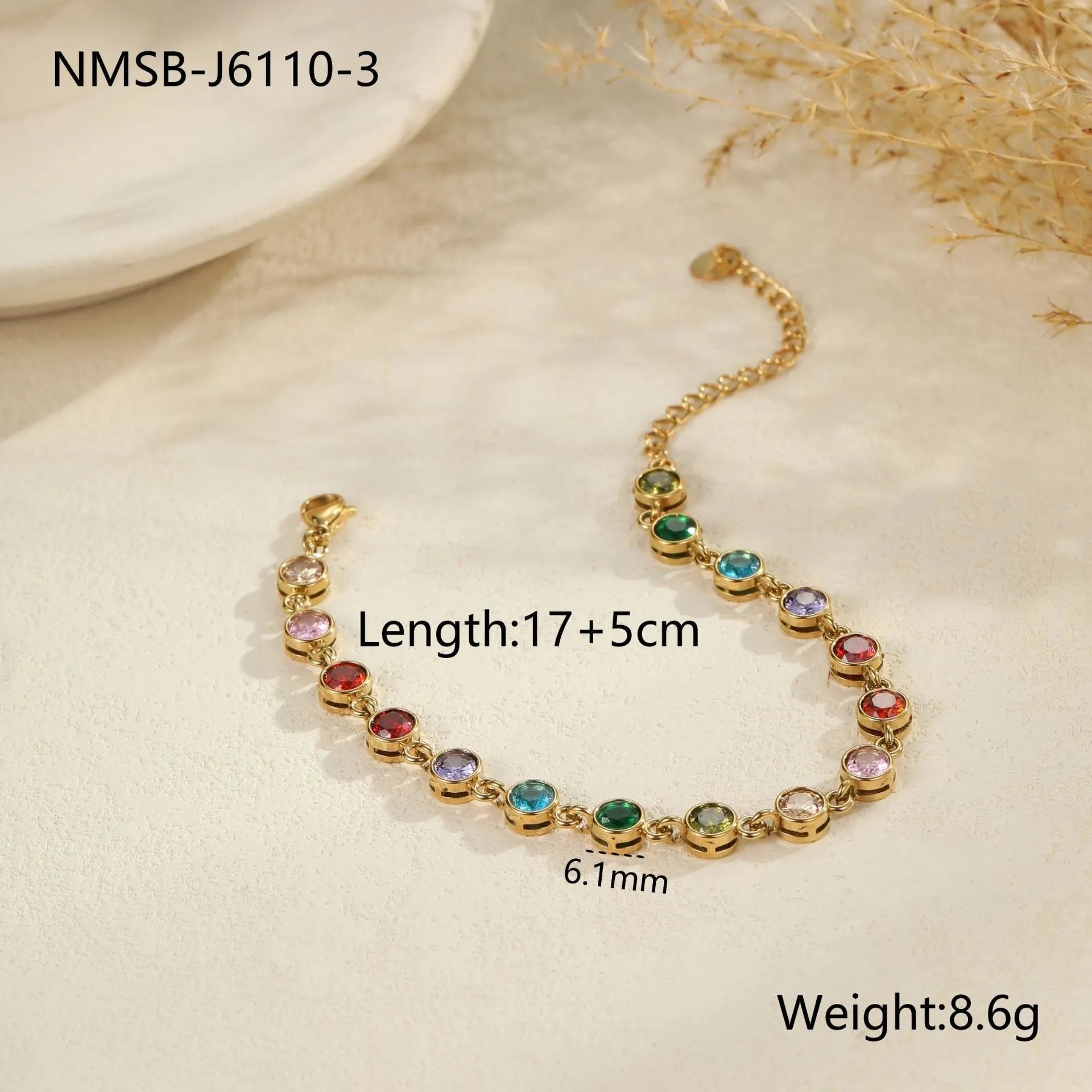 Women's geometric stainless steel bracelet in gold or silver colour with heart, circle and square designs