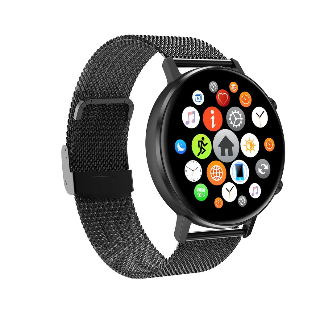 DT96 smart wristband with steel strap and 1.3 inch screen display