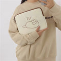 Embroidered animal tablet protective sleeve with zipper closure in fat cat and sleepy cat designs